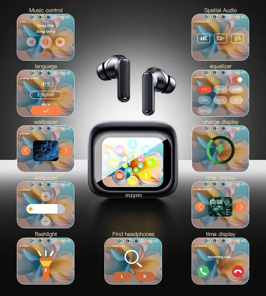 Audífonos Mzymi E18 Pro Bluetooth 5.4 Pantalla Touch y Traductor