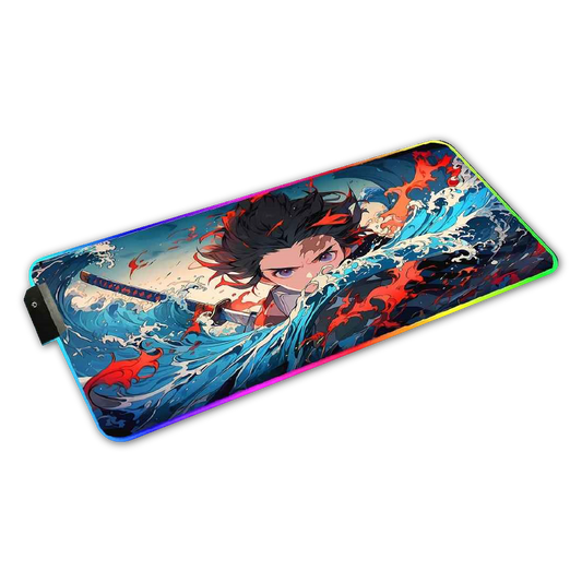 Mousepad RGB  90x30cm 4mm  Anime Demon Slayer Tanjiro Destello