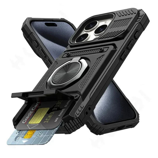 Funda para iPhone Anillo giratorio Magnético Protección Contra Caídas Tipo billetera
