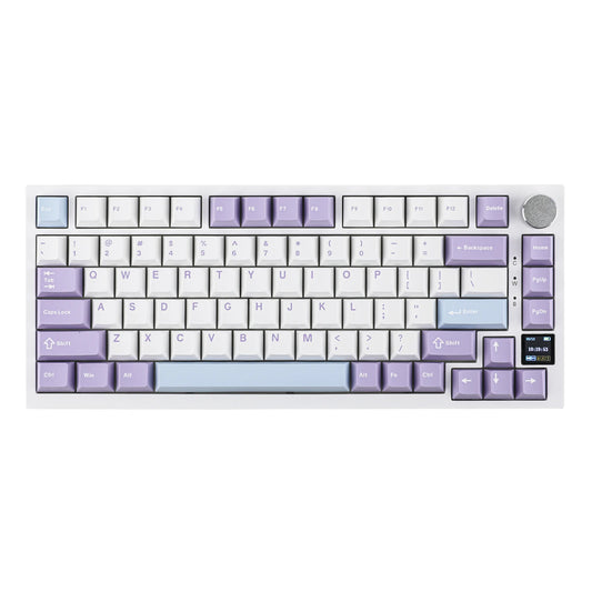 Teclado Gamer AJAZZ AK820 Pro 75% Wireless con Pantalla LED Blanco Púrpura